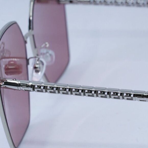 Versace VE2270D 10007V Sunglasses Silver Square Frame, Pink Mirror White Lenses main image 9